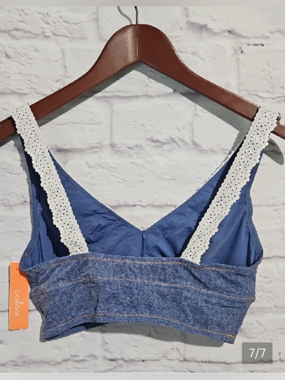 Colsie Blue Denim Lace Trim Bralette size XL - Picture 8 of 10